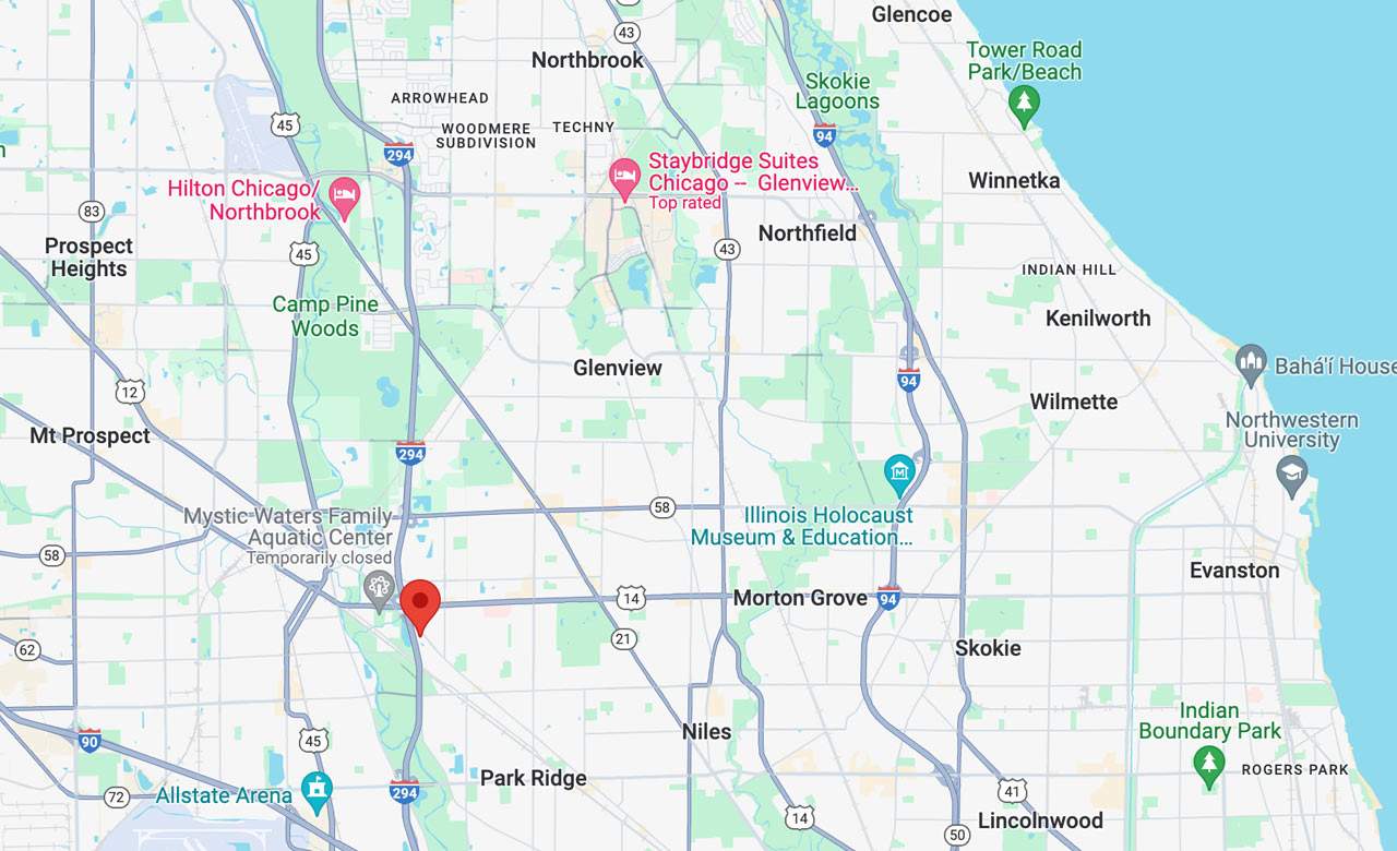 Map of FirstLight's service area in Glenview