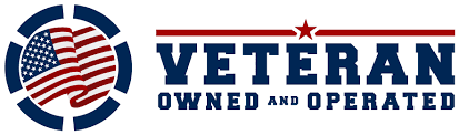 American flag and text: Veteran Owned and Operated