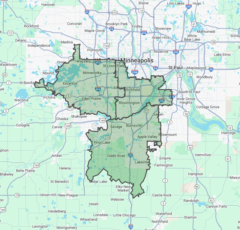 Map of FirstLight Home Care territory.